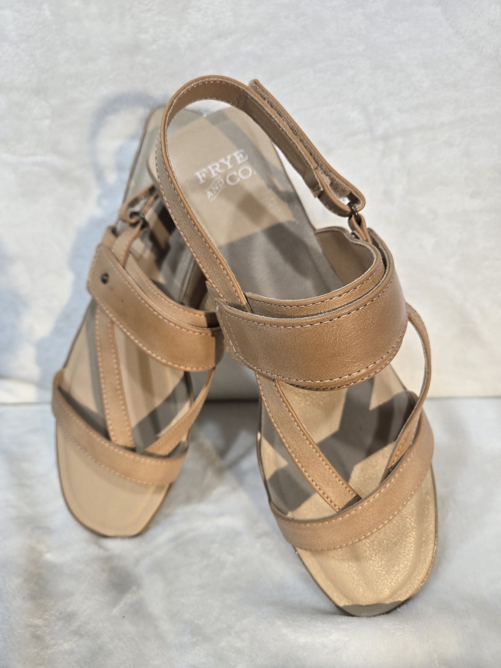 FRYE AND CO. Tan Strappy Toe-Loop Slingback Sandals - Picture 8 of 10